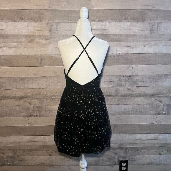 Lulus Favorite Moment Black & Gold Star Print Backless Skater Dress - Picture 12 of 16